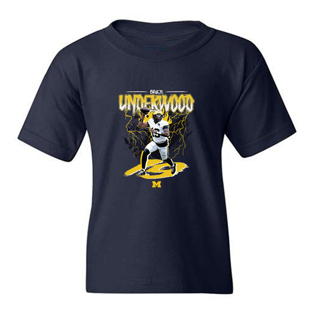 Michigan - NCAA Football : Bryce Underwood - Collage Youth T-Shirt-0