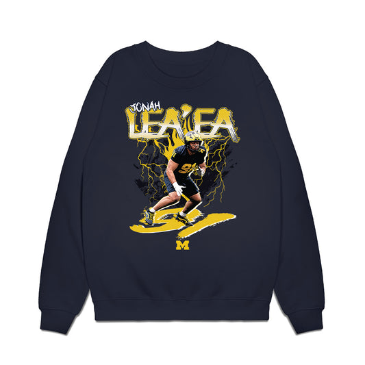 Michigan - NCAA Football : Jonah Lea'ea - Collage Premium Crewneck Sweatshirt-0