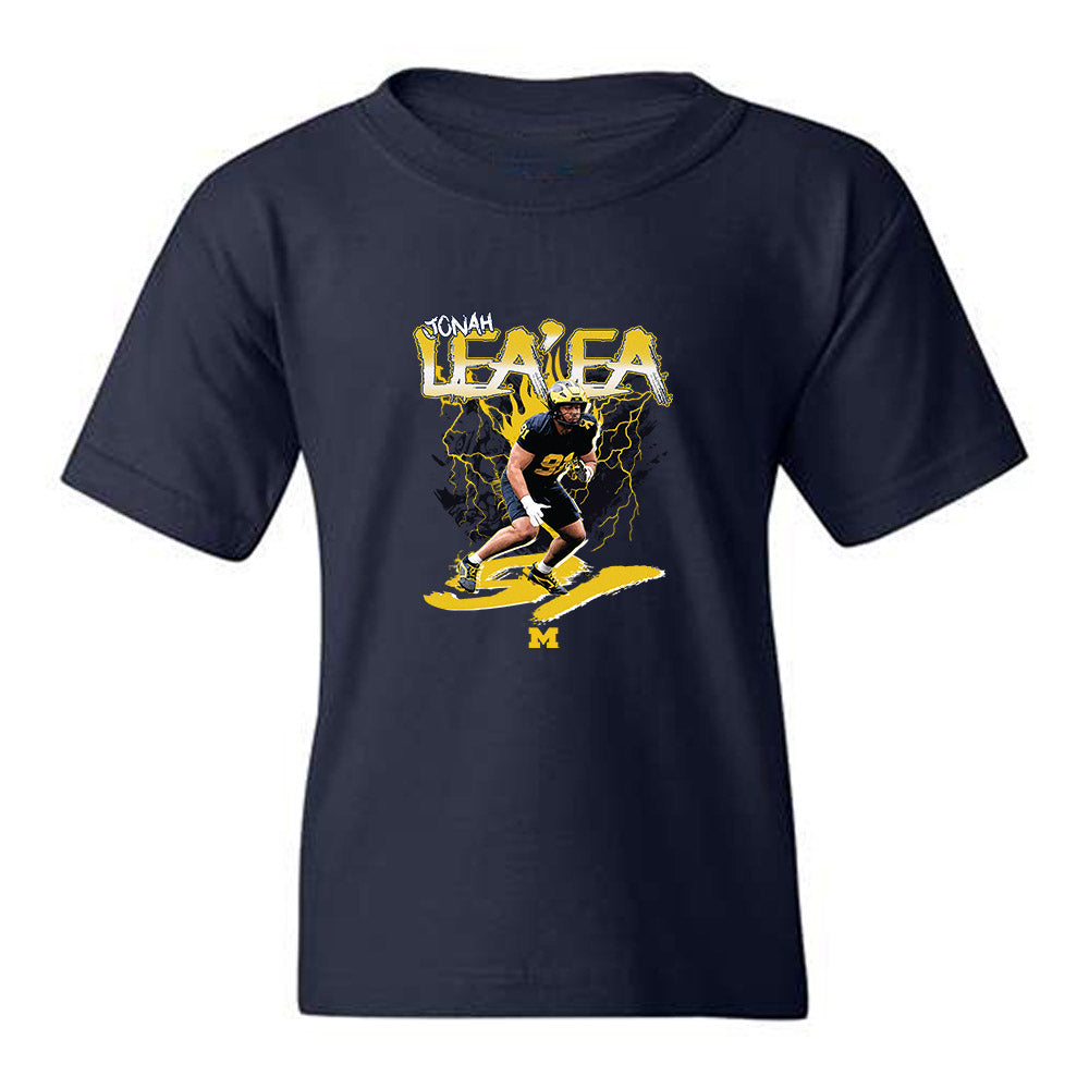 Michigan - NCAA Football : Jonah Lea'ea - Collage Youth T-Shirt-0