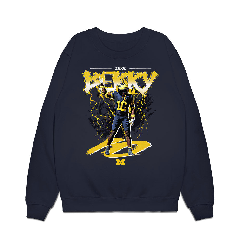 Michigan - NCAA Football : Zeke Berry - Collage Premium Crewneck Sweatshirt-0