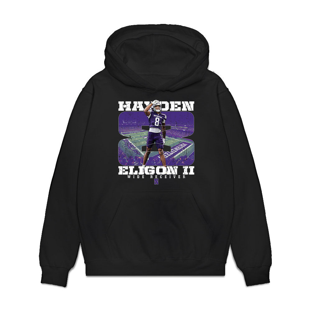 Northwestern - NCAA Football : Hayden Eligon II - Collage Premium Hooded Sweatshirt-0