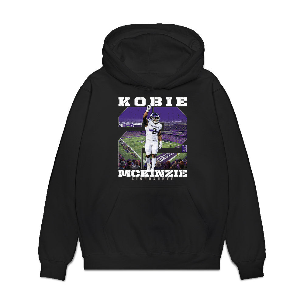 Northwestern - NCAA Football : Kobie McKinzie - Collage Premium Hooded Sweatshirt-0