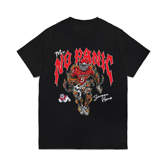 Fresno State - NCAA Football : Simeon Harris - Mr. No Panic Comfort Colors T-Shirt-0
