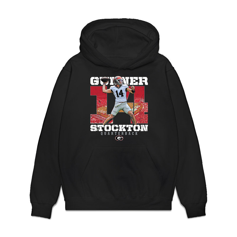 Georgia - NCAA Football : Gunner Stockton - Collage Premium Hooded Sweatshirt-0