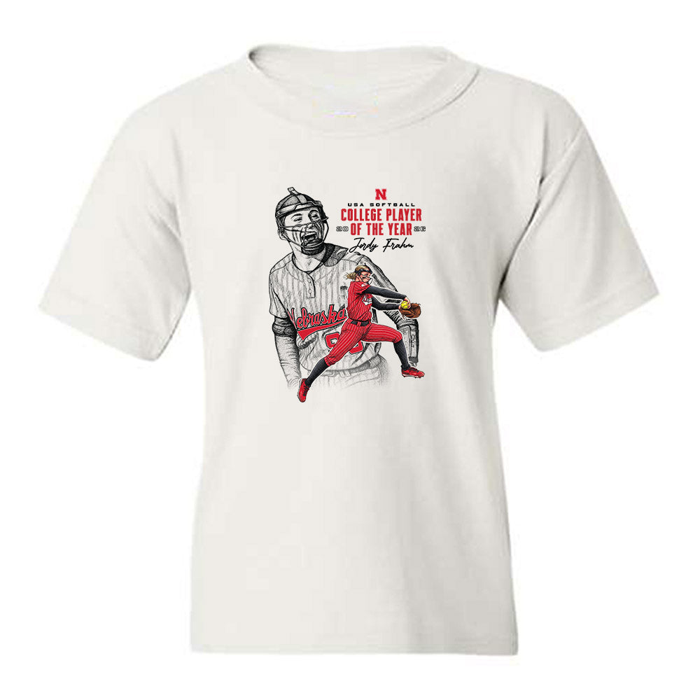 Nebraska - NCAA Softball : Jordyn Frahm - USA Softball College Player of the Year Youth T-Shirt-0