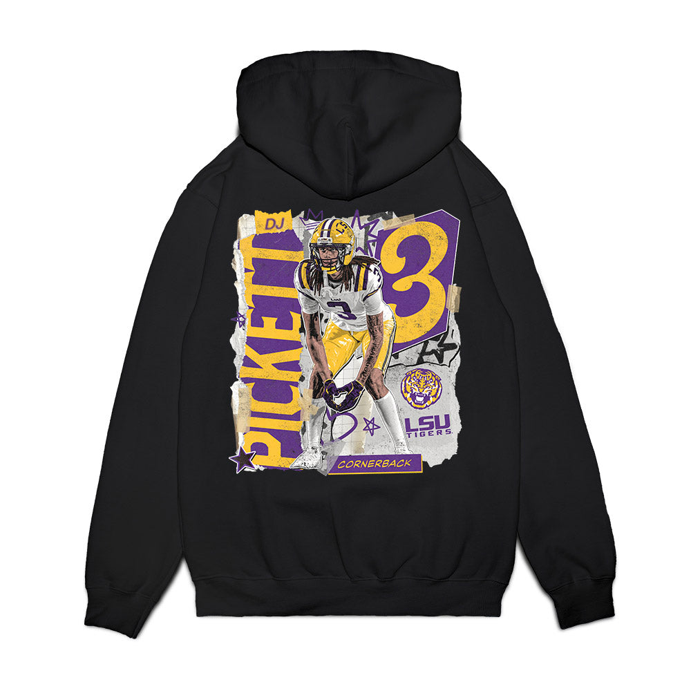 LSU - NCAA Football : DJ Pickett - Collage Premium Hooded Sweatshirt-1