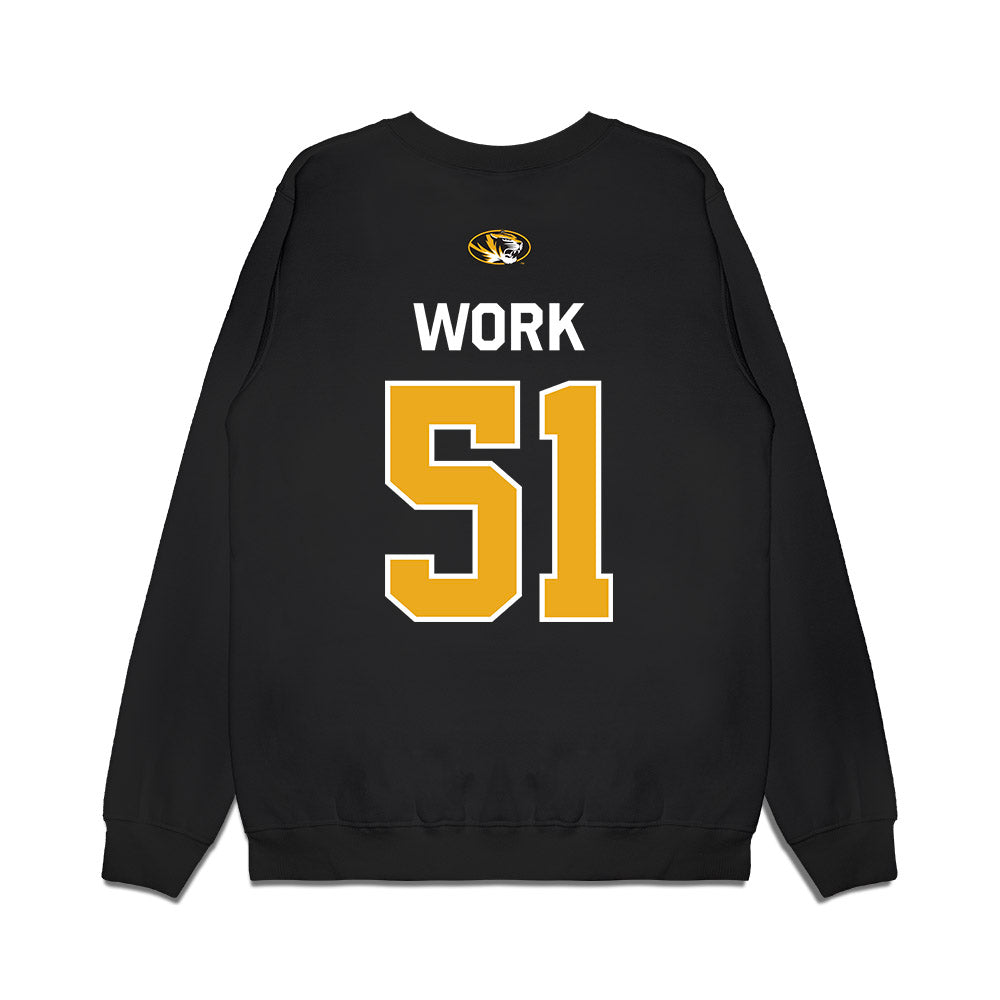 Missouri - NCAA Football : Luke Work - Memorial Stadium 100 Year Anniversary Premium Crewneck Sweatshirt-1