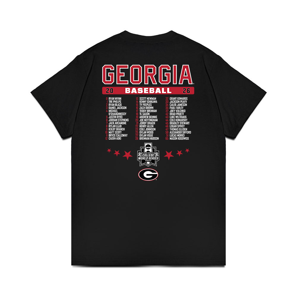 Georgia - NCAA Baseball : Omaha Bound Roster List Comfort Colors T-Shirt-1