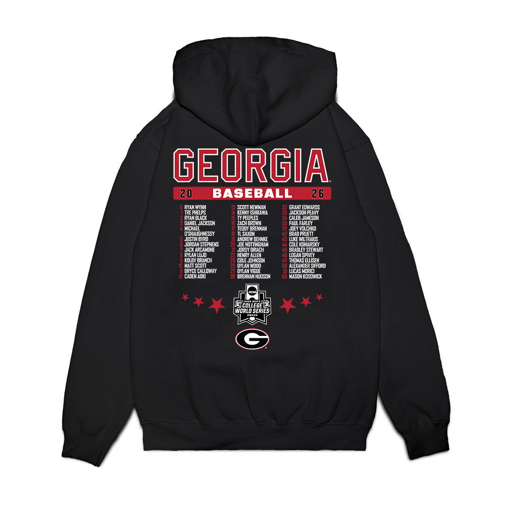 Georgia - NCAA Baseball : Omaha Bound Roster List Premium Hooded Sweatshirt-1