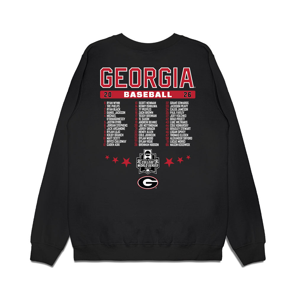 Georgia - NCAA Baseball : Omaha Bound Roster List Premium Crewneck Sweatshirt-1