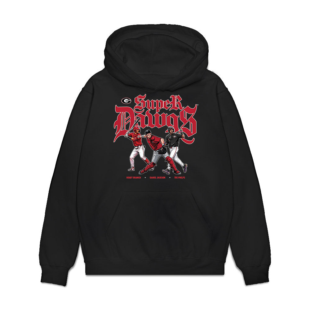Georgia - NCAA Baseball : Super Dawgs Team Collage Premium Hooded Sweatshirt-0
