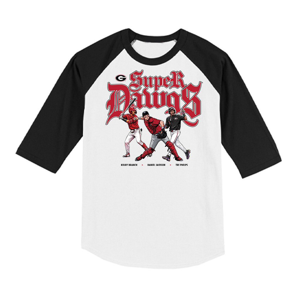 Georgia - NCAA Baseball : Super Dawgs Team Collage Raglan Shirt-0