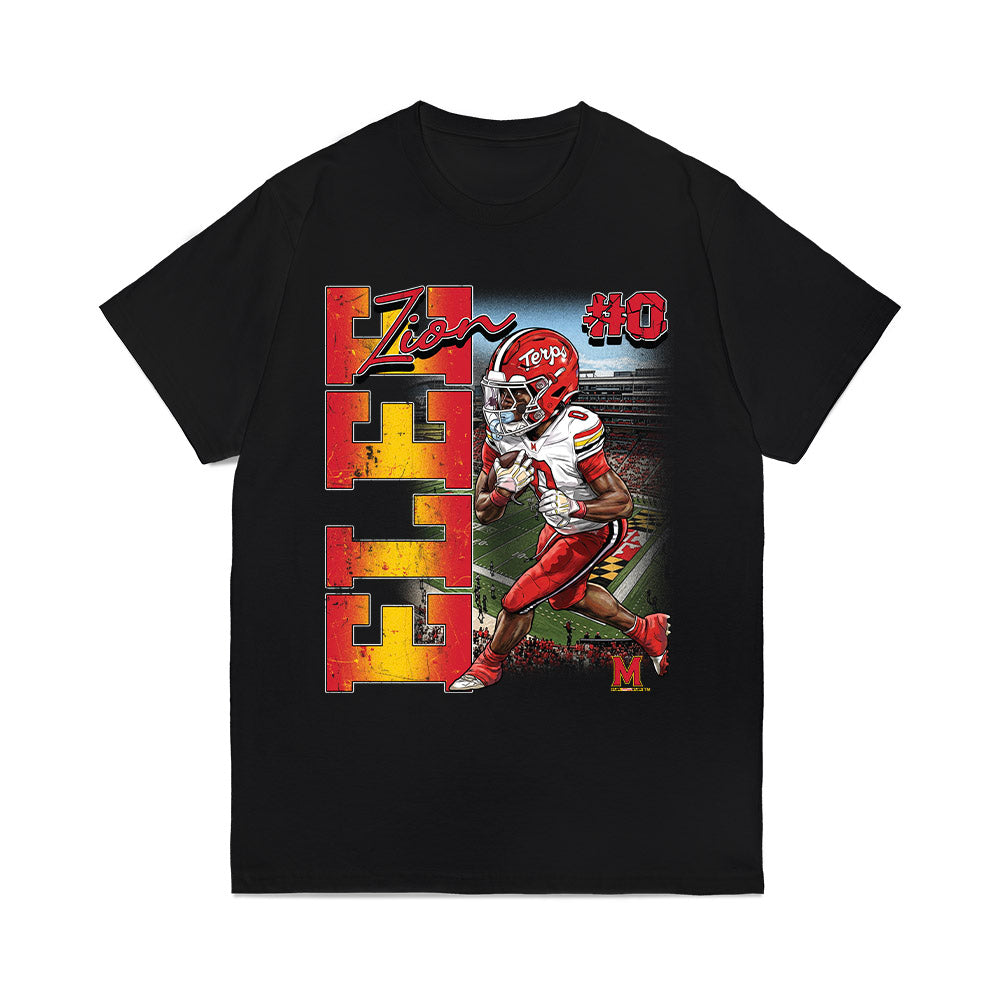 Maryland - NCAA Football : Zion Elee - Bobble Head Comfort Colors T-Shirt-0