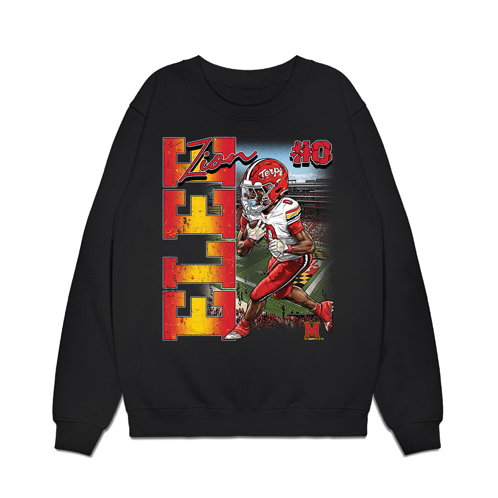Maryland - NCAA Football : Zion Elee - Bobble Head Premium Crewneck Sweatshirt-0