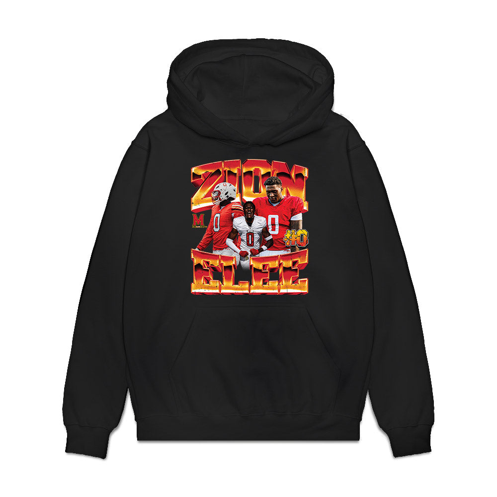 Maryland - NCAA Football : Zion Elee - Collage Premium Hooded Sweatshirt-0