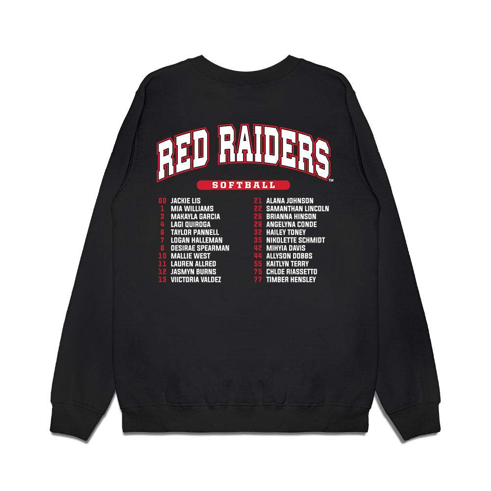 Texas Tech - NCAA Softball : Roster List Premium Crewneck Sweatshirt-1