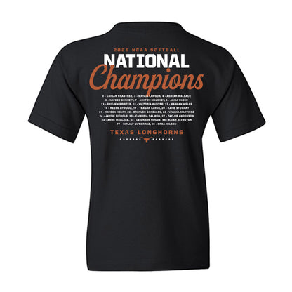 Texas - NCAA Softball : National Champions 2026 Roster List Youth T-Shirt-1