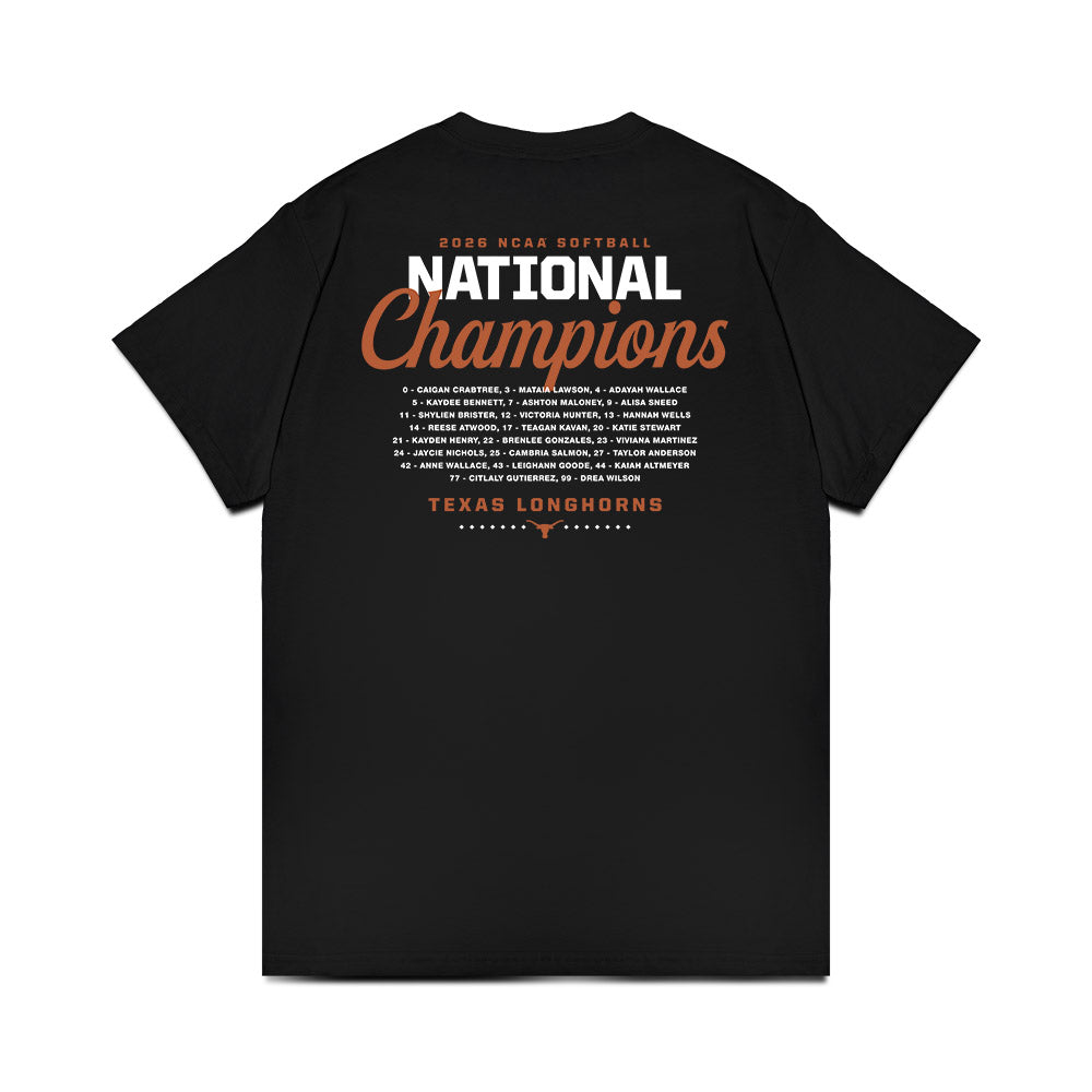 Texas - NCAA Softball : National Champions 2026 Roster List Comfort Colors T-Shirt-1