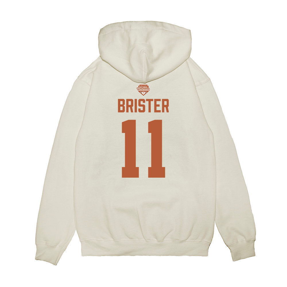 Texas - NCAA Softball : Shylien Brister - National Champions 2026 Texas State Outline Premium Hooded Sweatshirt-1
