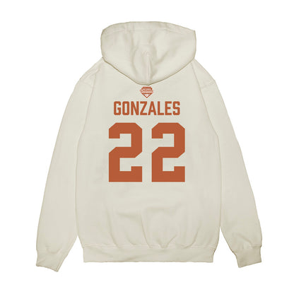 Texas - NCAA Softball : Brenlee Gonzales - National Champions 2026 Texas State Outline Premium Hooded Sweatshirt-1