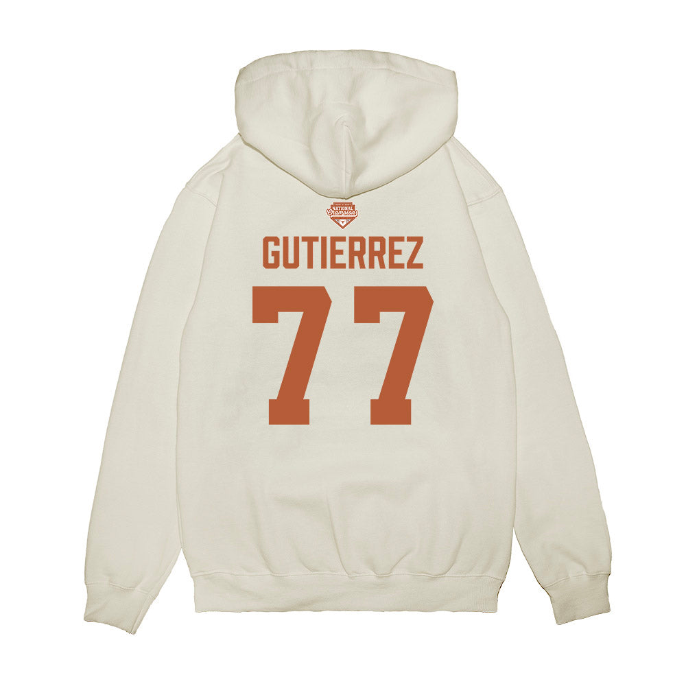 Texas - NCAA Softball : Citlaly Gutierrez - National Champions 2026 Texas State Outline Premium Hooded Sweatshirt-1