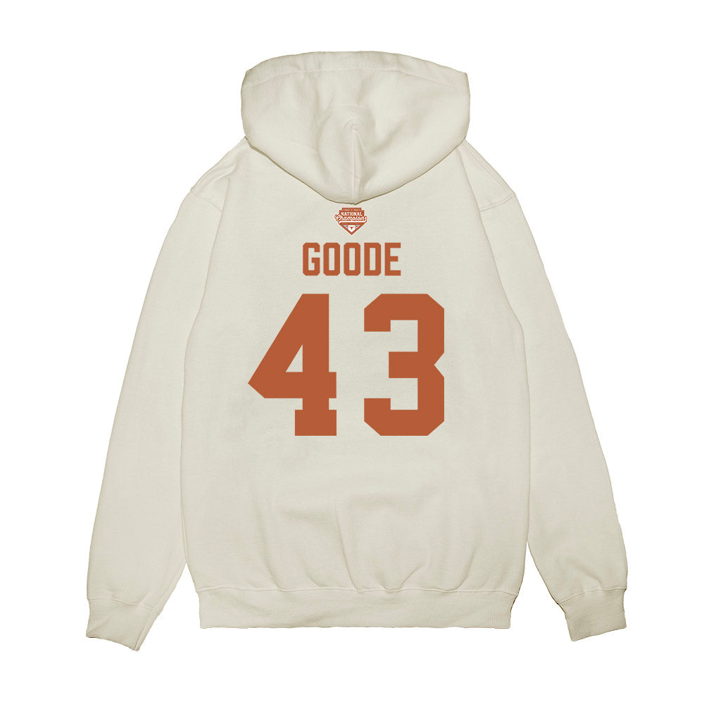 Texas - NCAA Softball : Leighann Goode - National Champions 2026 Texas State Outline Premium Hooded Sweatshirt-1