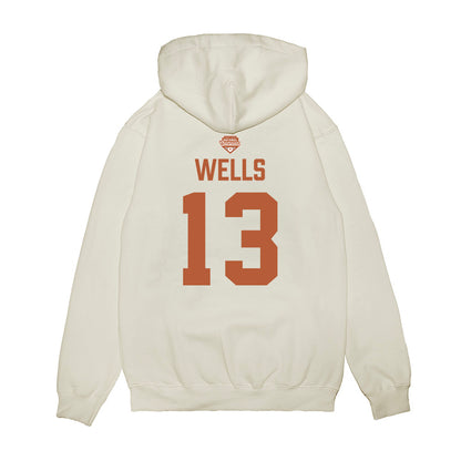 Texas - NCAA Softball : Hannah Wells - National Champions 2026 Texas State Outline Premium Hooded Sweatshirt-1