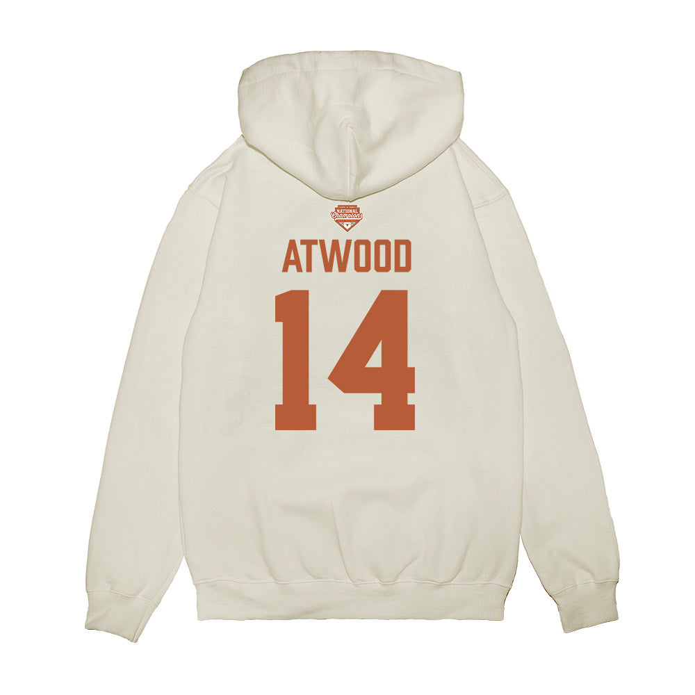Texas - NCAA Softball : Reese Atwood - National Champions 2026 Texas State Outline Premium Hooded Sweatshirt-1