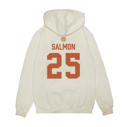 Texas - NCAA Softball : Cambria Salmon - National Champions 2026 Texas State Outline Premium Hooded Sweatshirt-1
