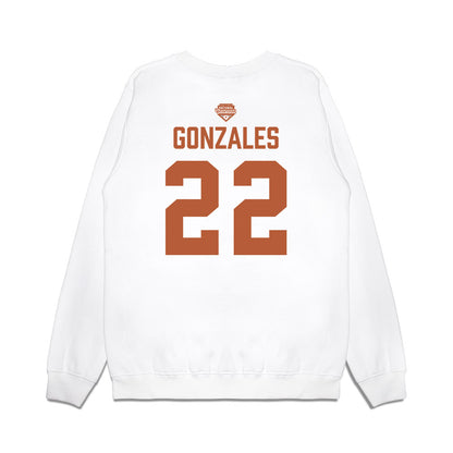 Texas - NCAA Softball : Brenlee Gonzales - National Champions 2026 Texas State Outline Premium Crewneck Sweatshirt-1