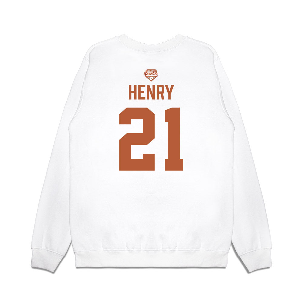 Texas - NCAA Softball : Kayden Henry - National Champions 2026 Texas State Outline Premium Crewneck Sweatshirt-1