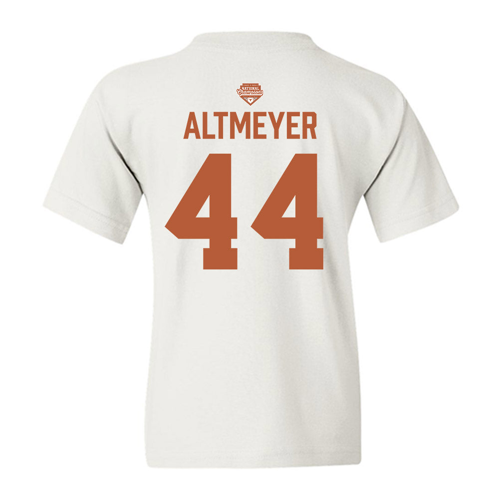 Texas - NCAA Softball : Kaiah Altmeyer - National Champions 2026 Texas State Outline Youth T-Shirt-1
