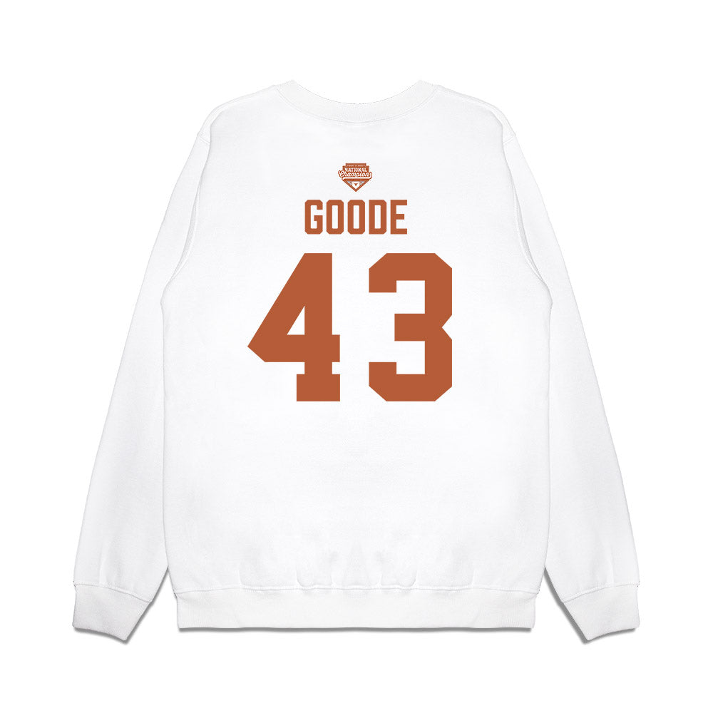 Texas - NCAA Softball : Leighann Goode - National Champions 2026 Texas State Outline Premium Crewneck Sweatshirt-1