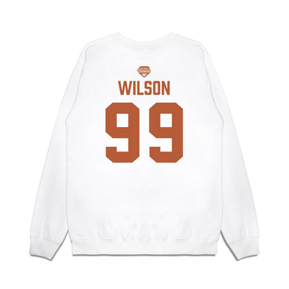 Texas - NCAA Softball : Drea Wilson - National Champions 2026 Texas State Outline Premium Crewneck Sweatshirt-1