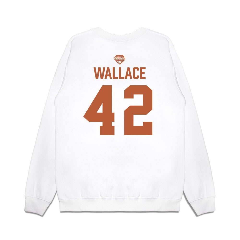 Texas - NCAA Softball : Anne Wallace - National Champions 2026 Texas State Outline Premium Crewneck Sweatshirt-1