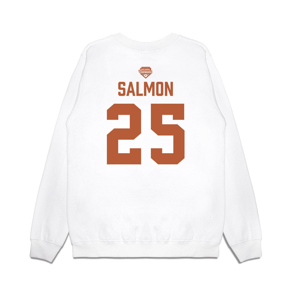 Texas - NCAA Softball : Cambria Salmon - National Champions 2026 Texas State Outline Premium Crewneck Sweatshirt-1