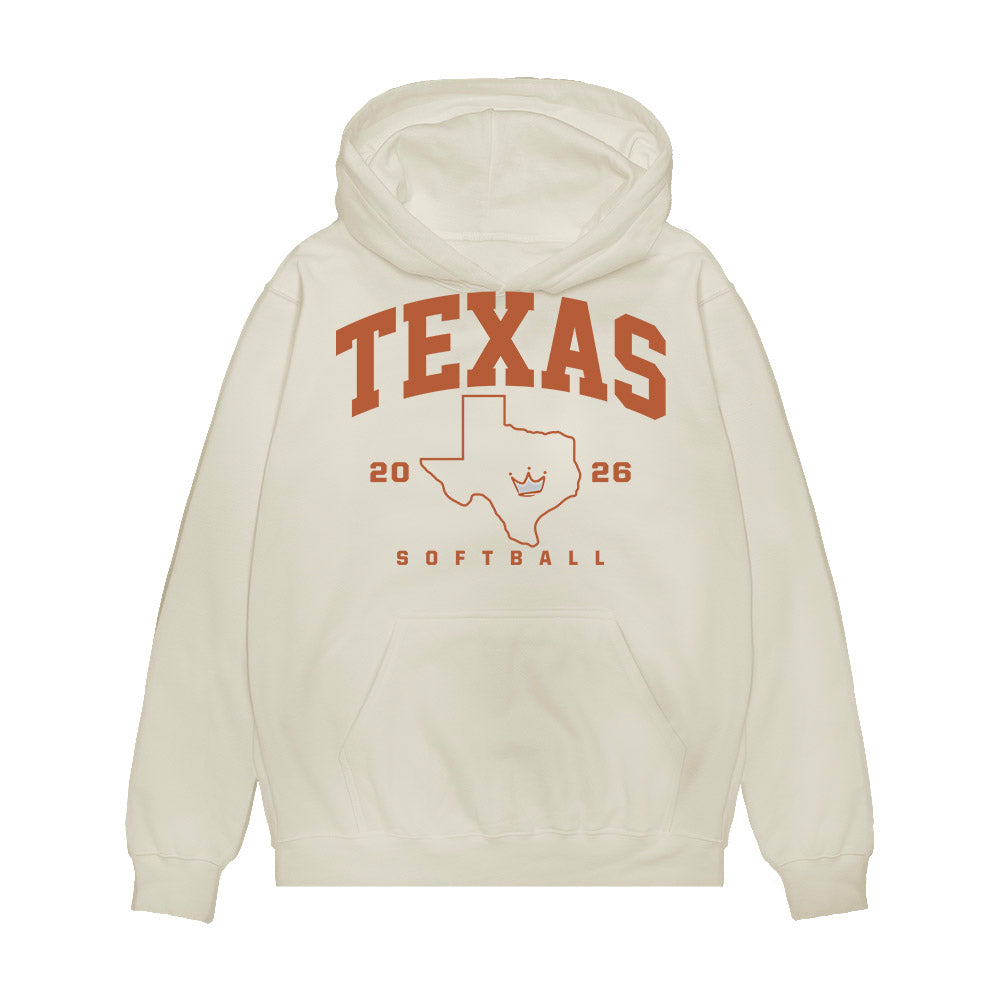 Texas - NCAA Softball : Adayah Wallace - National Champions 2026 Texas State Outline Premium Hooded Sweatshirt-0
