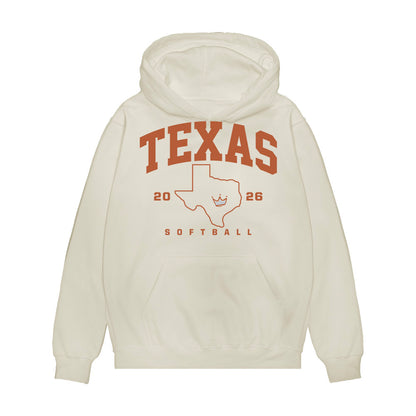 Texas - NCAA Softball : Caigan Crabtree - National Champions 2026 Texas State Outline Premium Hooded Sweatshirt-0