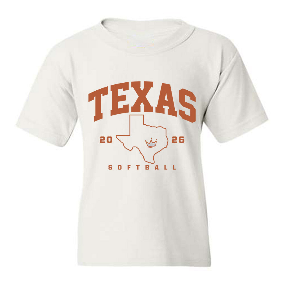 Texas - NCAA Softball : Caigan Crabtree - National Champions 2026 Texas State Outline Youth T-Shirt-0