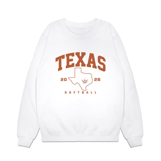 Texas - NCAA Softball : Victoria Hunter - National Champions 2026 Texas State Outline Premium Crewneck Sweatshirt-0