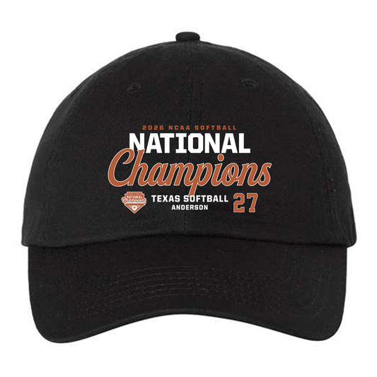 Texas - NCAA Softball : Taylor Anderson - National Champions 2026 Dad Hat-0
