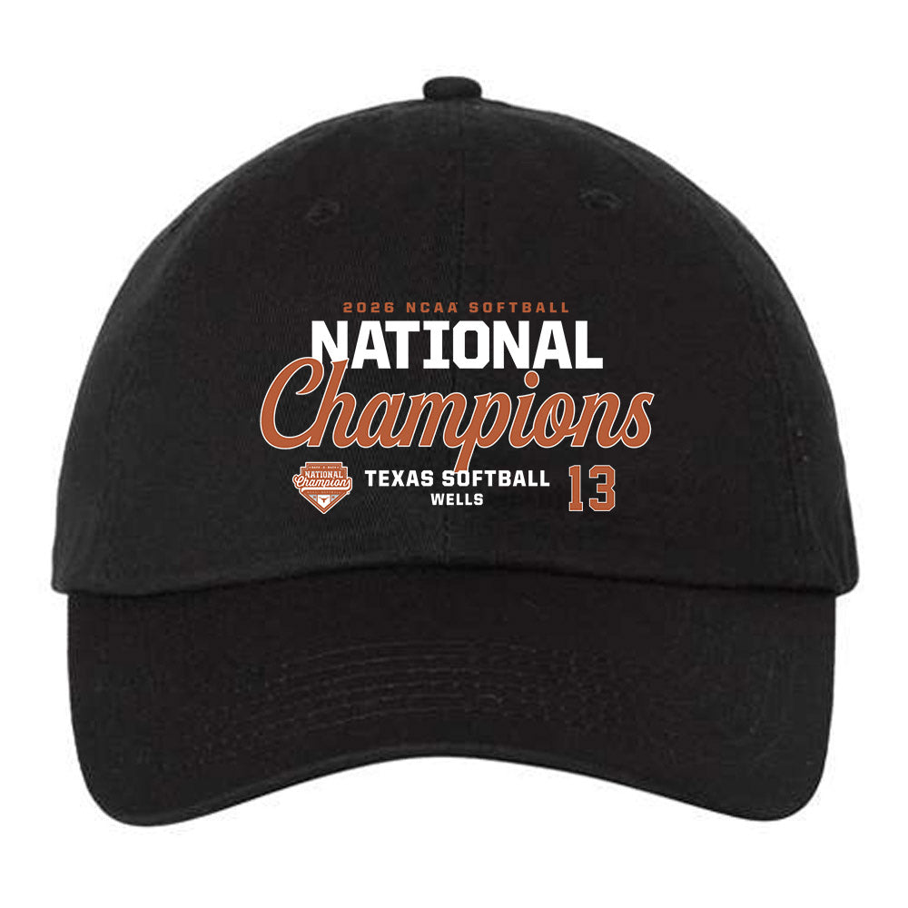 Texas - NCAA Softball : Hannah Wells - National Champions 2026 Dad Hat-0