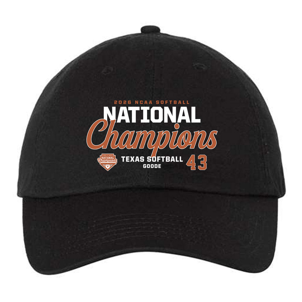 Texas - NCAA Softball : Leighann Goode - National Champions 2026 Dad Hat-0