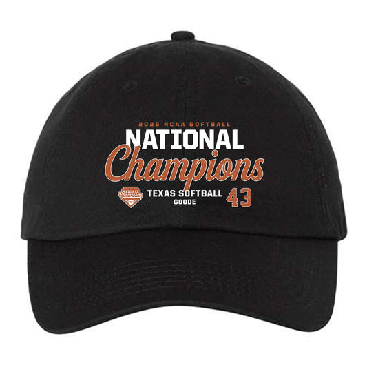 Texas - NCAA Softball : Leighann Goode - National Champions 2026 Dad Hat-0
