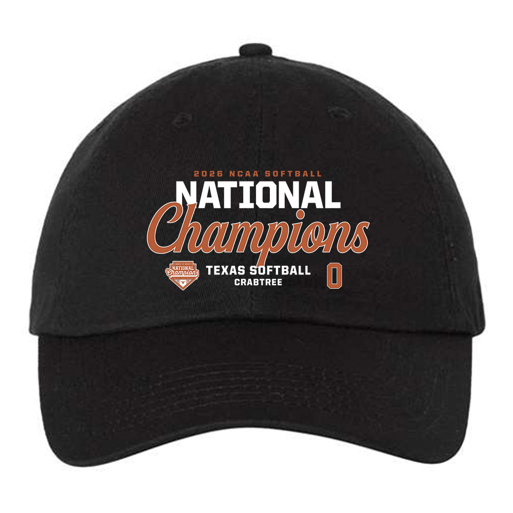 Texas - NCAA Softball : Caigan Crabtree - National Champions 2026 Dad Hat-0