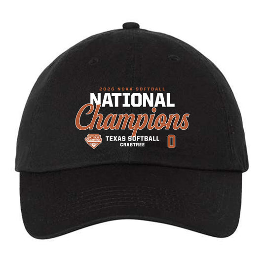 Texas - NCAA Softball : Caigan Crabtree - National Champions 2026 Dad Hat-0