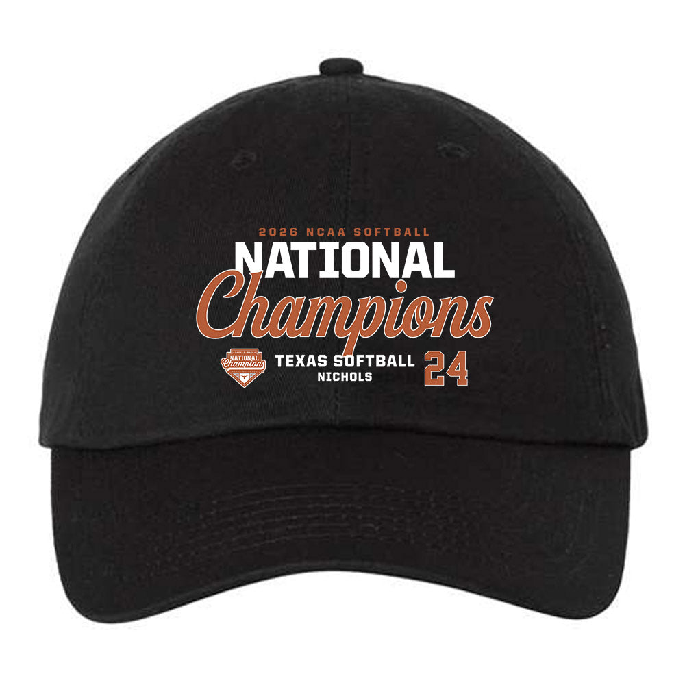 Texas - NCAA Softball : Jaycie Nichols - National Champions 2026 Dad Hat-0