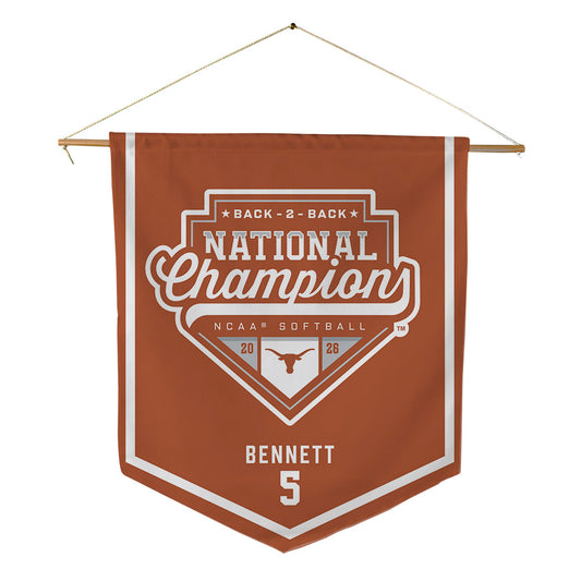 Texas - NCAA Softball : Kaydee Bennett - National Champions 2026 Pennant - 18" x 21"-0