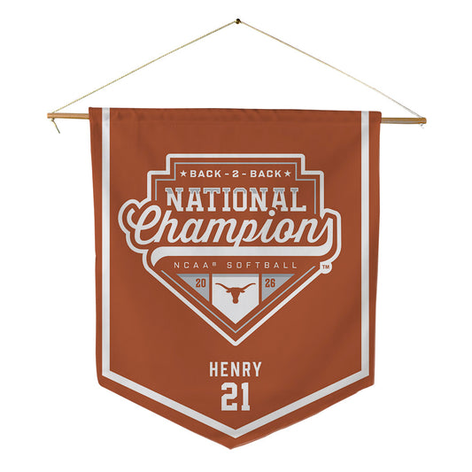 Texas - NCAA Softball : Kayden Henry - National Champions 2026 Pennant - 18" x 21"-0