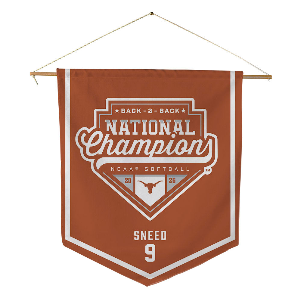 Texas - NCAA Softball : Alisa Sneed - National Champions 2026 Pennant - 18" x 21"-0